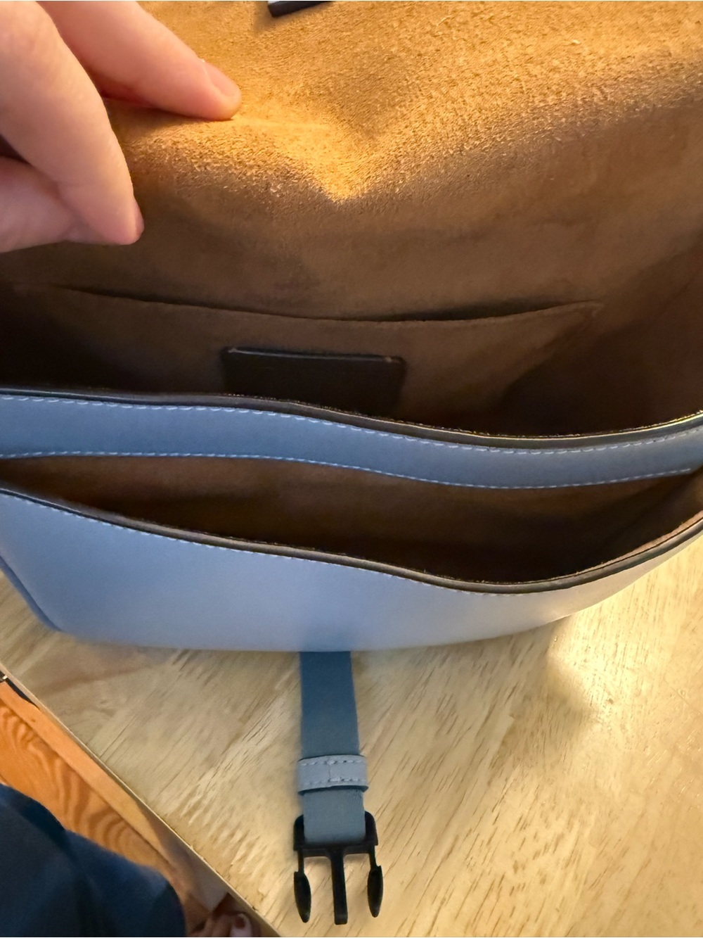 COACH Leather Flap Crossbody Bag in Lavender Blue with Matching Wallet - Picture 3 of 9